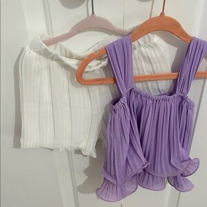 PatPat Lavender and White Two-Piece Set